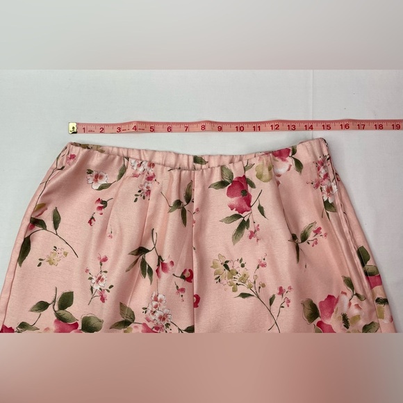 Sag Harbor Pink Pantsuit Elegant Sateen Floral Design Jacket Ankle Pants Size 12 - Picture 12 of 15